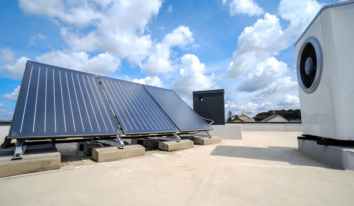 Solar panels on a flat roof