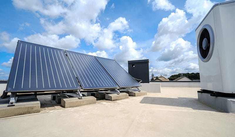 Solar panels on a flat roof